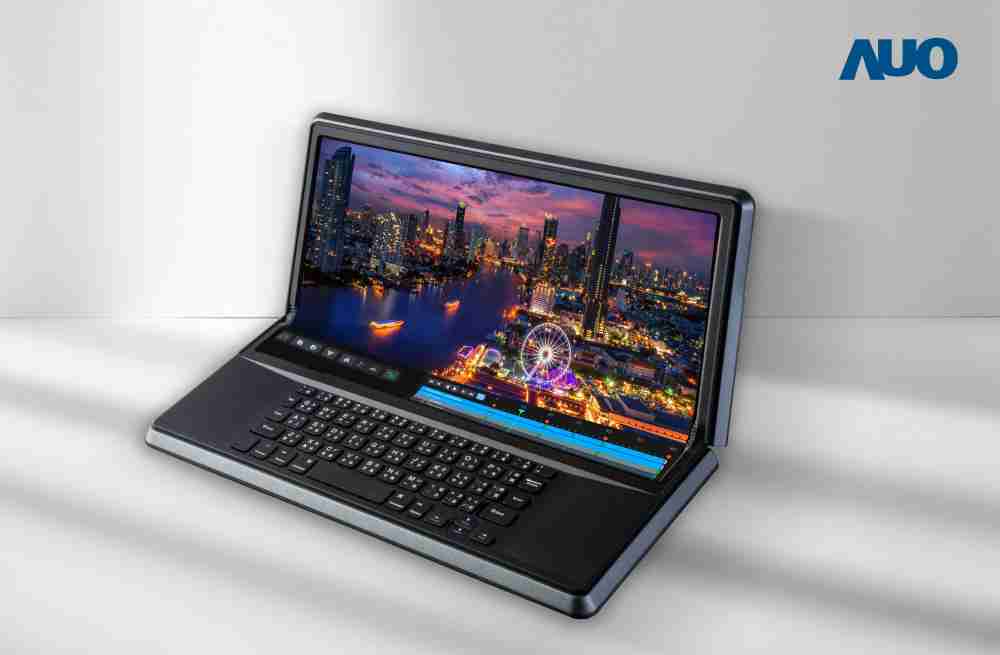 开云电子14.6吋Micro LED折迭显示屏幕，，搭配半径4mm的弯折绞炼，，，，以及高画素、、、高亮度、、高对比度的显示技术特点，，即便在大视角下仍保有绝佳色相与亮度