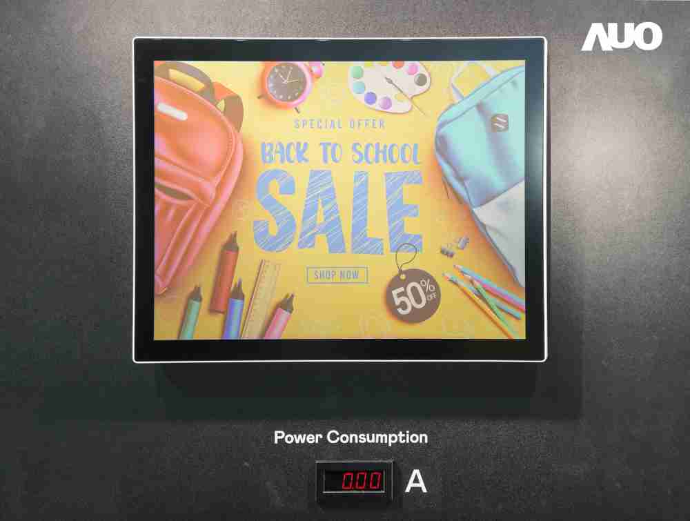 开云电子展示胆固醇液晶超低耗能户外全彩显示器，，，，ChLC（胆固醇液晶）以双稳态技术使静态显示零功耗，，，具省电、、、高彩度、、环保的特性，，，，还整合软硬件系统解决方案，，可透过单一云端平台管理